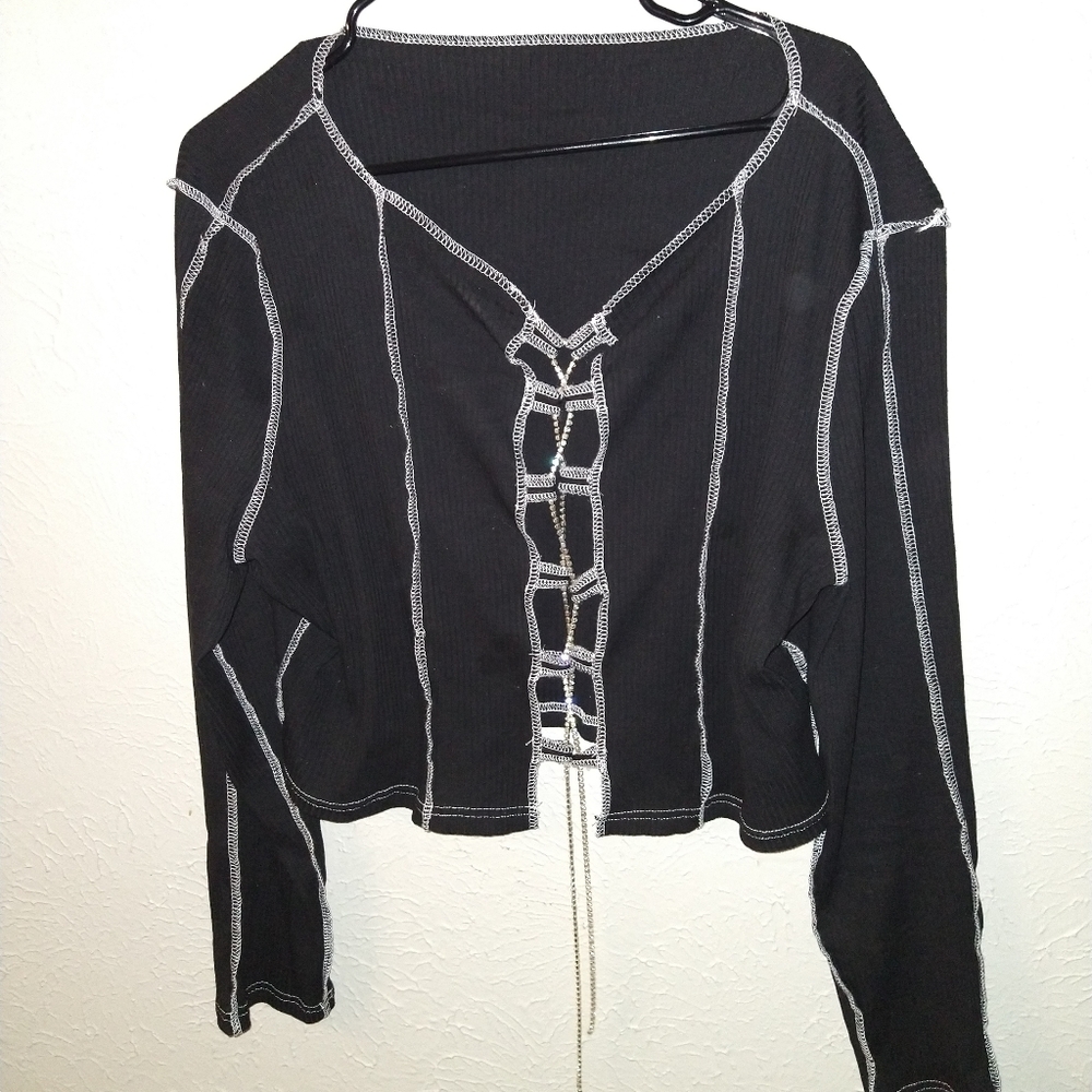 Rhinestone Lace up top